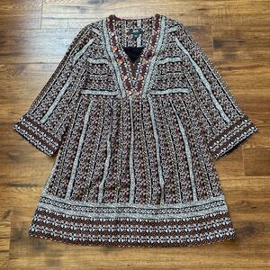 Anthropologie Maeve Women’s Jenna Embroidered Tunic Bohemian Dress Size Small
